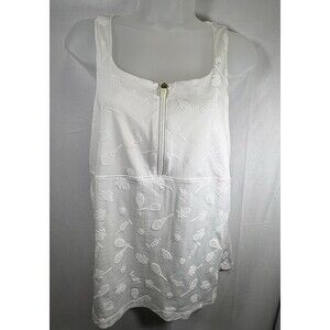Lilly Pulitzer Luxletic Kalila Tank Size Large White Jacquard Tennis Racerback